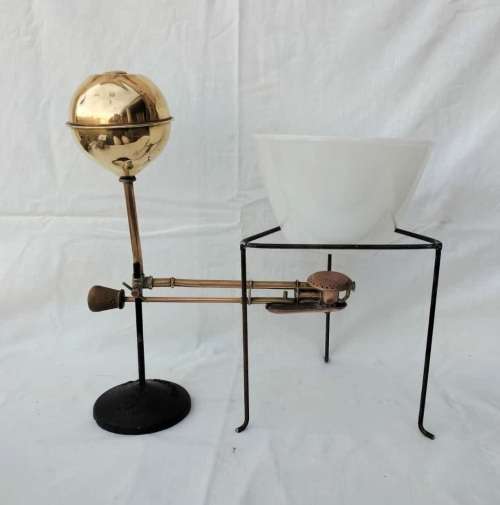 Rare Brass Gustav Barthel Bunsenburner with Tripod ( 38 x 30 cm )