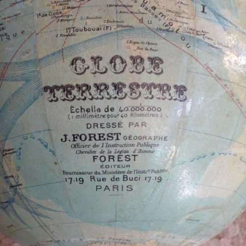 Rare Globe on Cast Iron Base circa 1890