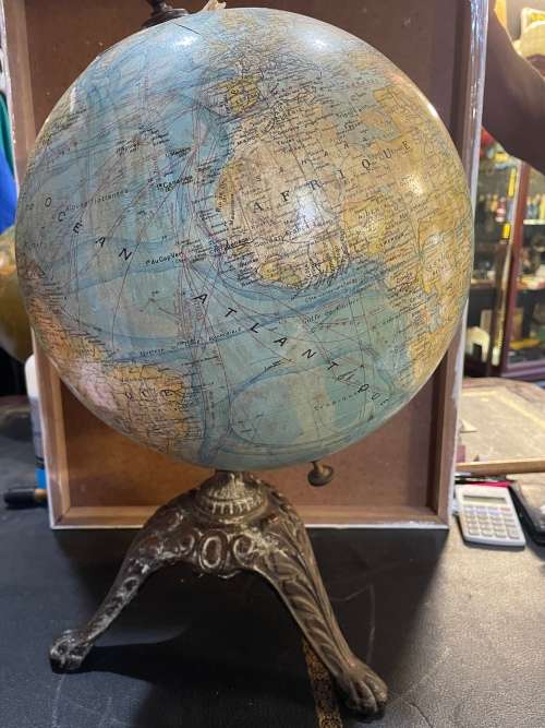 Rare Globe on Cast Iron Base circa 1890