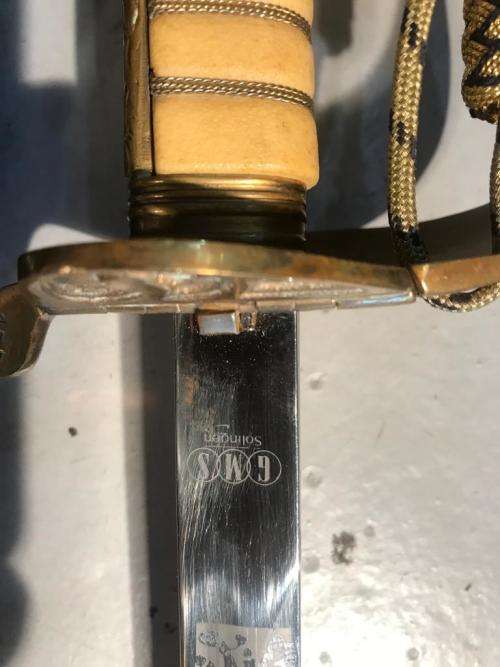 Beautiful SA Navy Officers Sword with Knot in original Bag ( GMS Solingen )