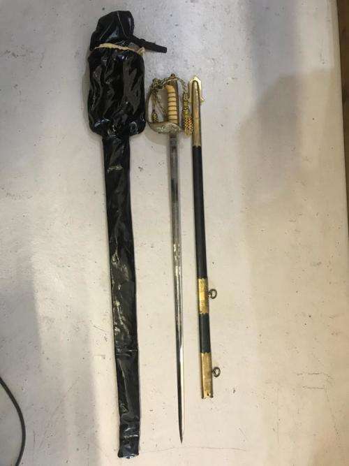 Beautiful SA Navy Officers Sword with Knot in original Bag ( GMS Solingen )