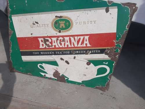 Original Enamel Braganza Tea sign ( 73 x 57 cm )