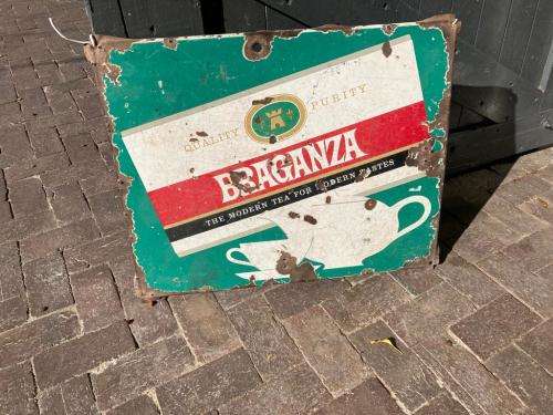 Original Enamel Braganza Tea sign ( 73 x 57 cm )