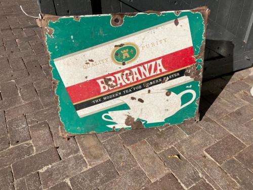Original Enamel Braganza Tea sign ( 73 x 57 cm )