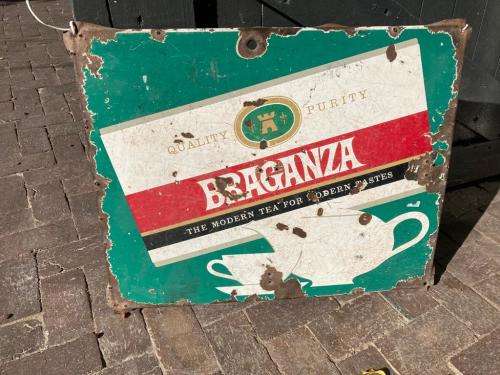 Original Enamel Braganza Tea sign ( 73 x 57 cm )