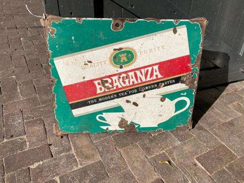 Original Enamel Braganza Tea sign ( 73 x 57 cm )