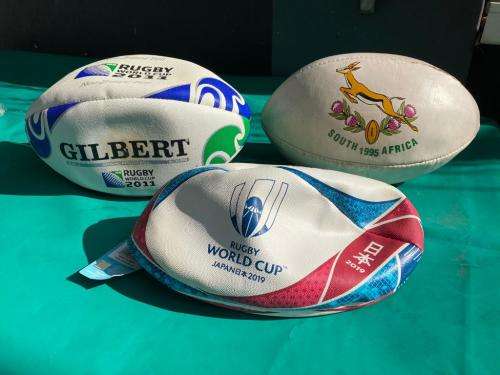Rugby Balls : Collection of 3 Worldcup Rugby Balls ( 1995, 2011, 2019) Bid per ball to take 1, 2 or