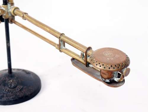 Rare Brass Gustav Barthel Bunsenburner with Tripod ( 38 x 30 cm )