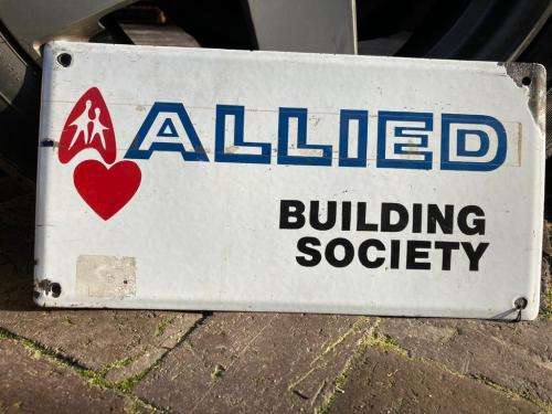 Original Allied Building Society Enamel Sign ( 34 x 18 cm )