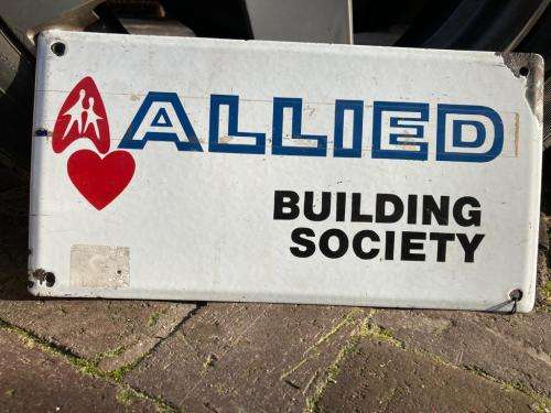 Original Allied Building Society Enamel Sign ( 34 x 18 cm )