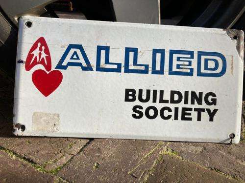 Original Allied Building Society Enamel Sign ( 34 x 18 cm )