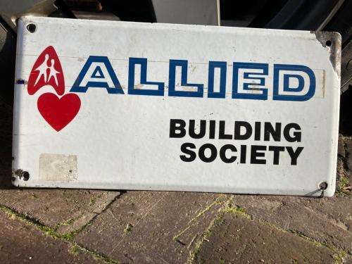 Original Allied Building Society Enamel Sign ( 34 x 18 cm )