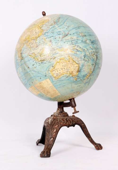 Rare Globe on Cast Iron Base circa 1890