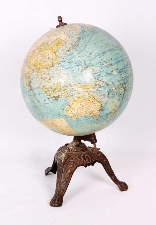 Rare Globe on Cast Iron Base circa 1890