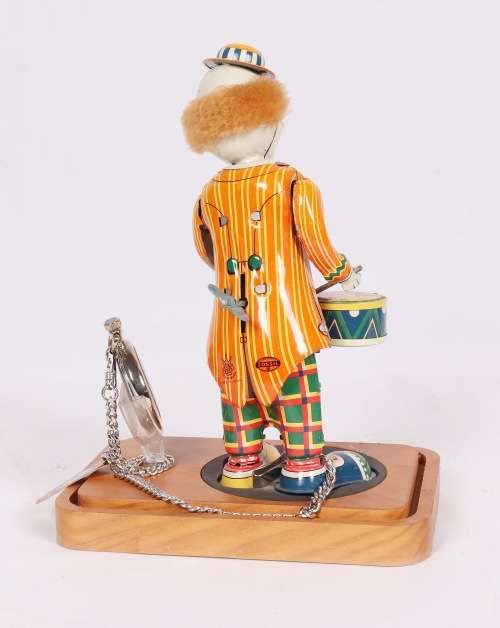 Japanese TK Toys for Fossil wind up Tin Toy : Bozo the Drumming Clown and  ( 23 x 17 x 17 cm )