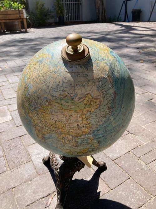 Rare Globe on Cast Iron Base circa 1890