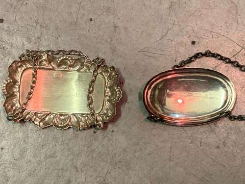 Hallmarked Silver Whiskey and Brandy Labels ( Bid for the pair)