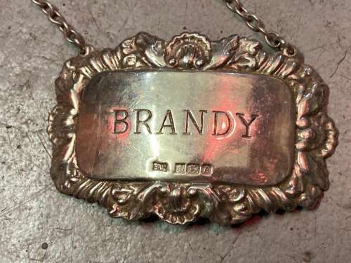 Hallmarked Silver Whiskey and Brandy Labels ( Bid for the pair)