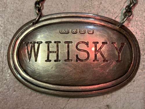 Hallmarked Silver Whiskey and Brandy Labels ( Bid for the pair)