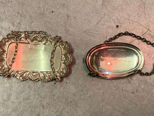 Hallmarked Silver Whiskey and Brandy Labels ( Bid for the pair)