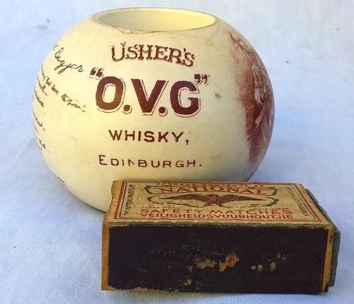 Boer War Era : Rare Ushers Whiskey Match Striker ( 8.5 diameter , 7 cm high)