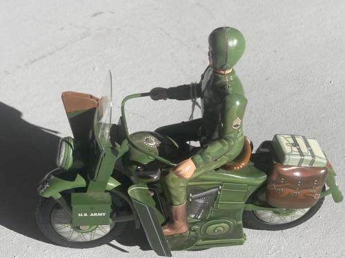 Tinplate Harley Davidson Army Motorcycle ( 24 cm )
