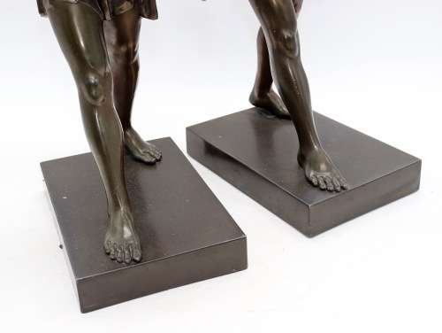 Rare Art Deco pair of Spelter Female Warriors circa 1930`s
