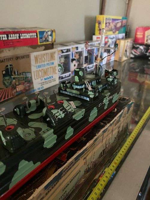 Tinplate War Ship in Original Box.