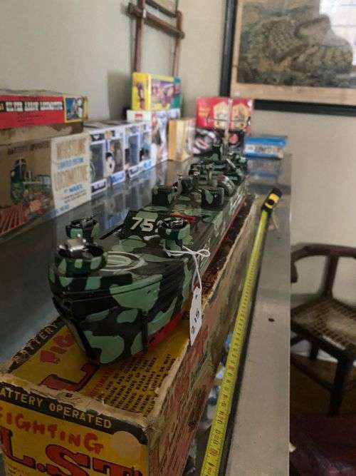 Tinplate War Ship in Original Box.