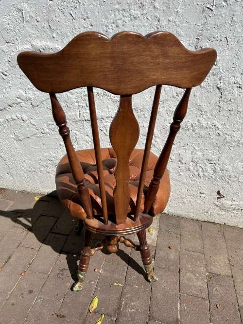 Beautiful Edwardian And Leather Piano Chair
