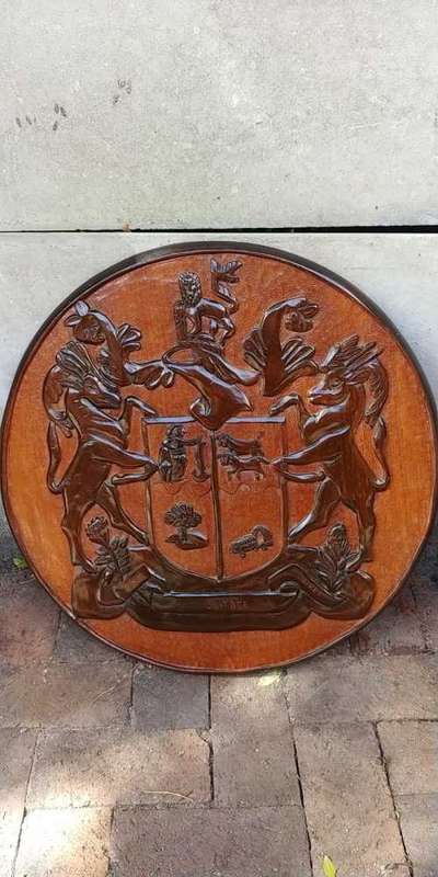 Rare Carved Wooden South African Coat of Arms ( 58 cm )