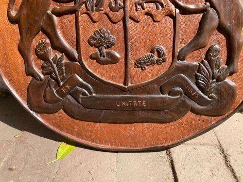 Rare Carved Wooden South African Coat of Arms ( 58 cm )