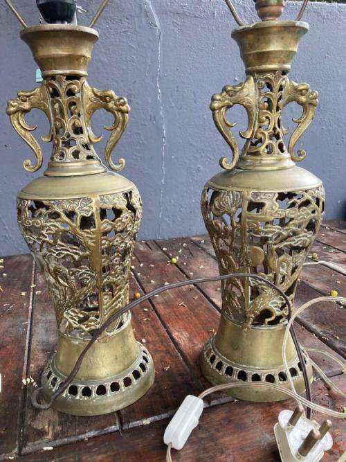Pair of Brass Lamps ( 65 cm )