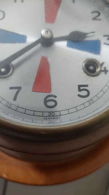 Brass German Ships Clock ( 19/14cm diameter)