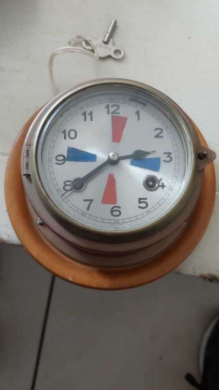 Brass German Ships Clock ( 19/14cm diameter)