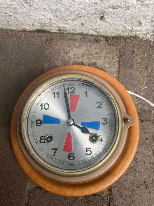 Brass German Ships Clock ( 19/14cm diameter)