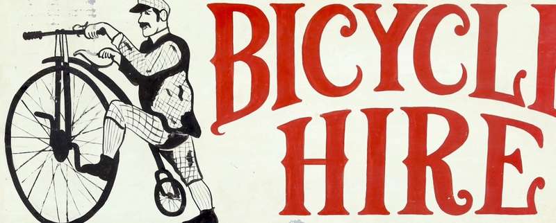 Bicycle Hire Sign , Hanpainted ( ( 91 x 37 cm )