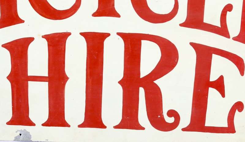 Bicycle Hire Sign , Hanpainted ( ( 91 x 37 cm )