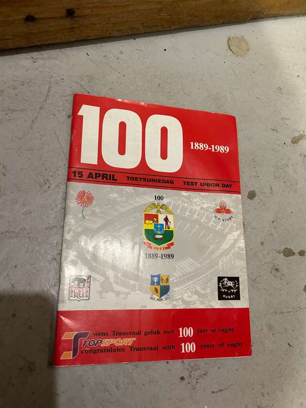 Rugby Program: Transvaal 100 Jaar Toetsuniedag 1989