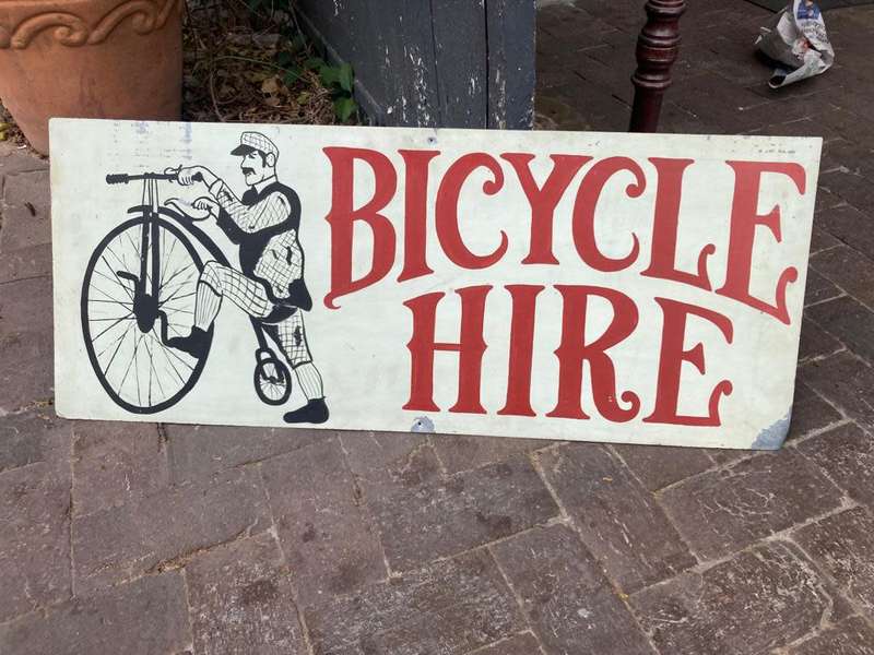 Bicycle Hire Sign , Hanpainted ( ( 91 x 37 cm )