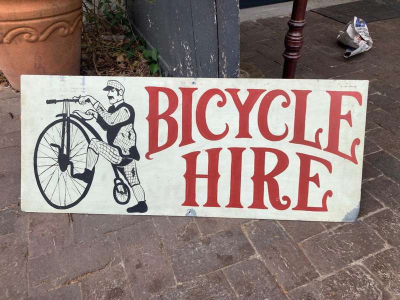 Bicycle Hire Sign , Hanpainted ( ( 91 x 37 cm )