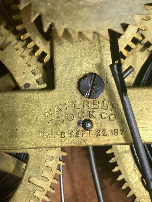 Beautiful Mahogany Welsh Calender Clock by Waterbury Clock Co