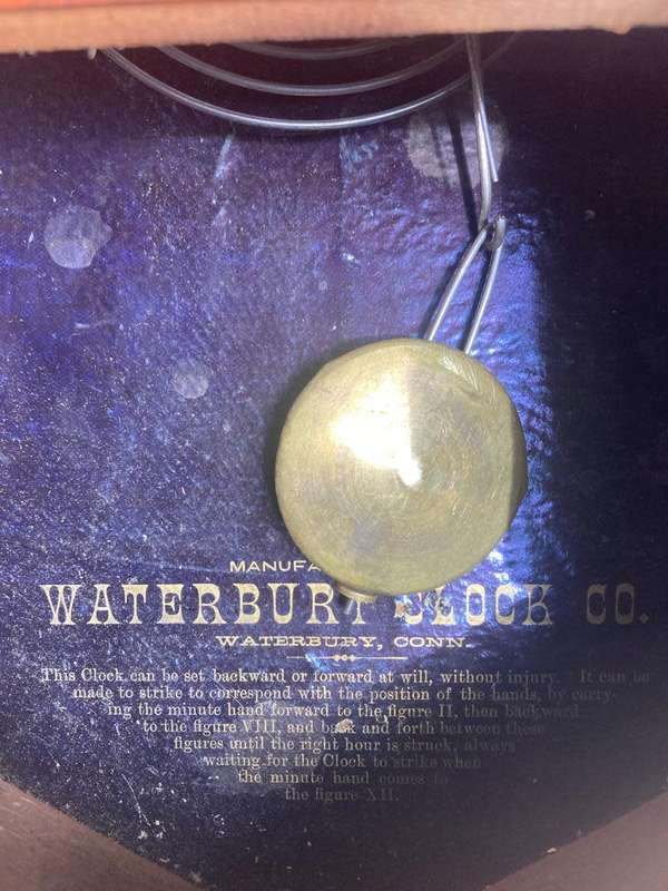 Beautiful Mahogany Welsh Calender Clock by Waterbury Clock Co