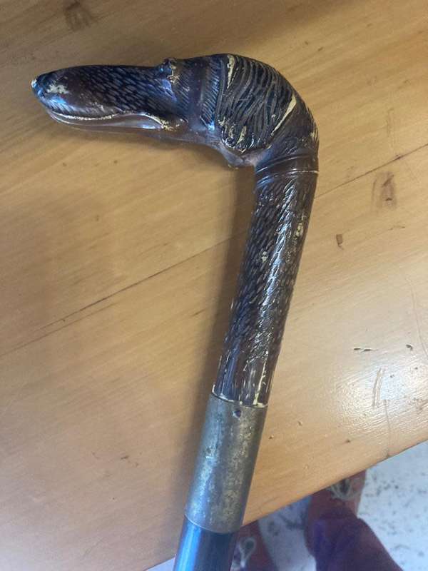 Rare Ravarini Castoldi RCM 1867 Dog Head Walking Cane ( 90 cm )