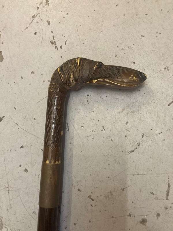Rare Ravarini Castoldi RCM 1867 Dog Head Walking Cane ( 90 cm )