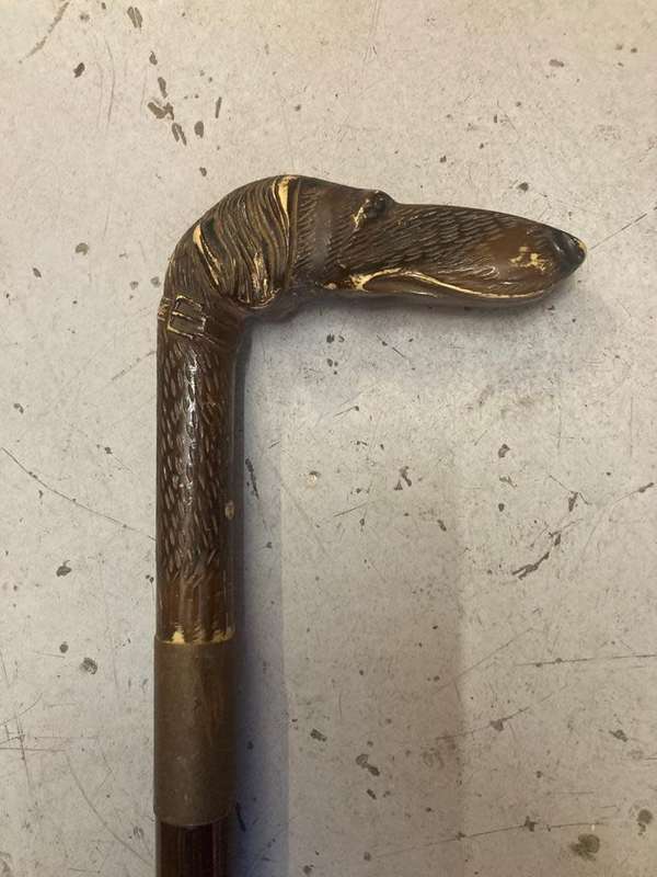 Rare Ravarini Castoldi RCM 1867 Dog Head Walking Cane ( 90 cm )