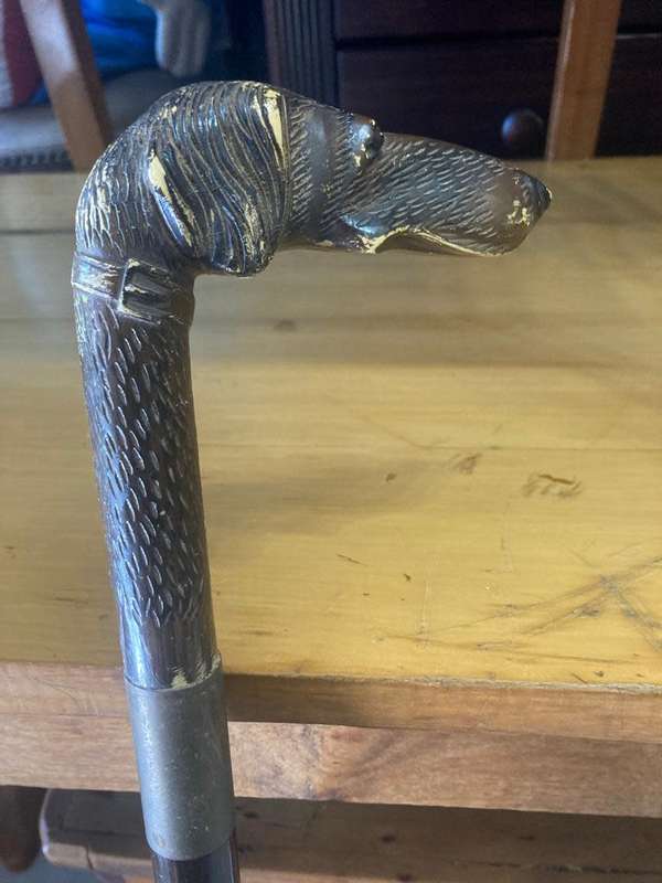 Rare Ravarini Castoldi RCM 1867 Dog Head Walking Cane ( 90 cm )