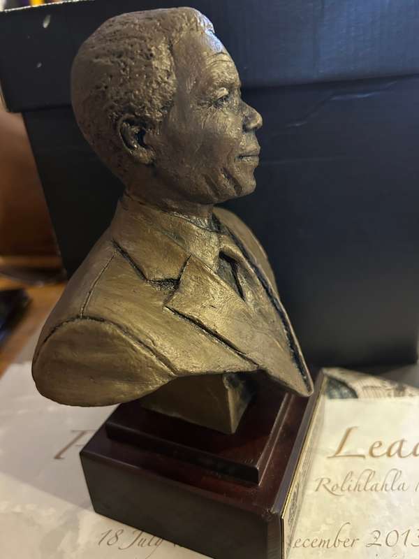 Nelson Mandela: Book plus Bronzed Bust by B Jackson ( 20 cm )