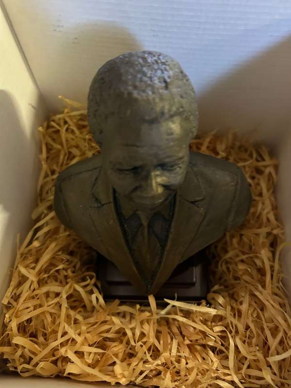Nelson Mandela: Book plus Bronzed Bust by B Jackson ( 20 cm )