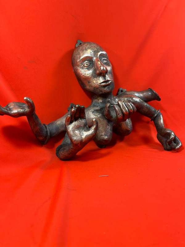 Rare Bronze Head with 5 Arms ( 30 x 20 cm )
